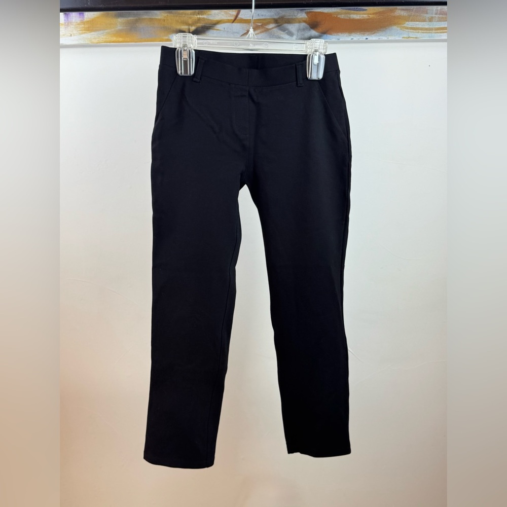 Quince Ultra-Stretch Ponte Straight Leg Pants – Black | Size M / Petite
